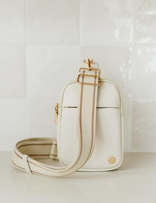 CREAM 1 Pebbled Vegan Leather Phone Case Crossbody Belt Bag | Handbags Daverri Fashions