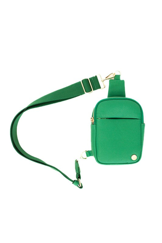 Pebbled Vegan Leather Phone Case Crossbody Belt Bag BRIGHT EMERALD 1 Handbags