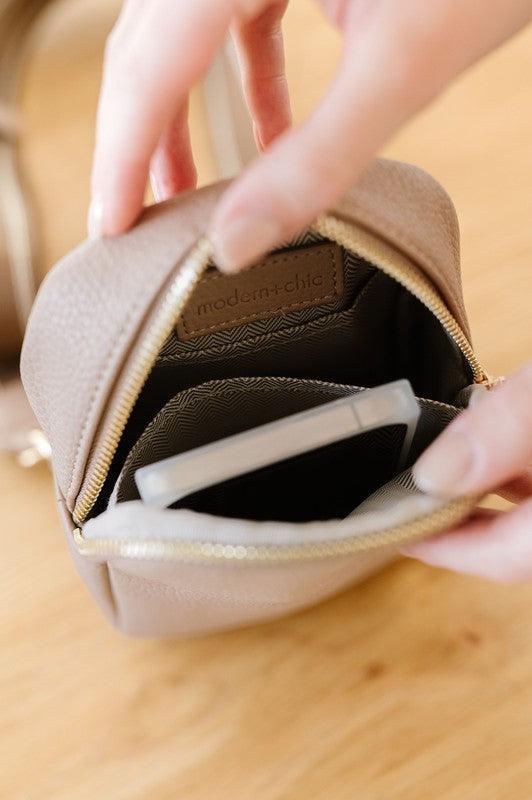 Pebbled Vegan Leather Phone Case Crossbody Belt Bag - DAVERRI FASHIONS