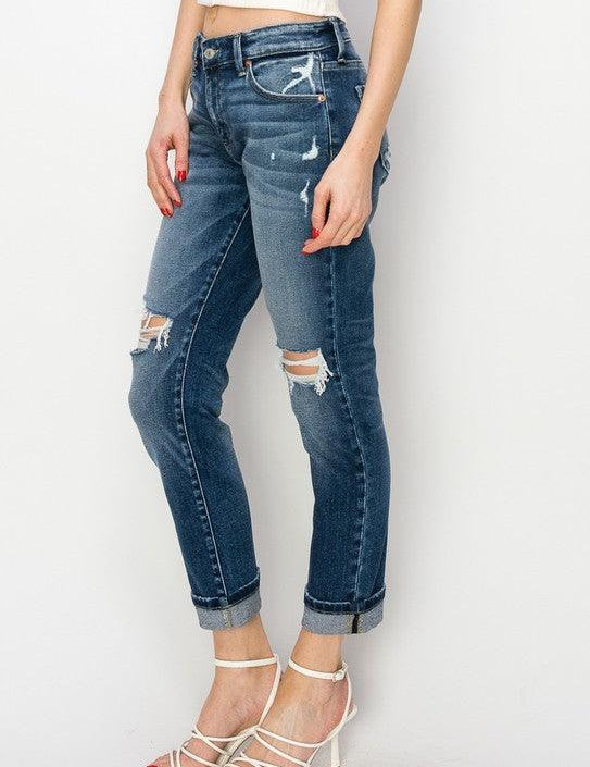 MID RISE BOY FRIEND JEANS