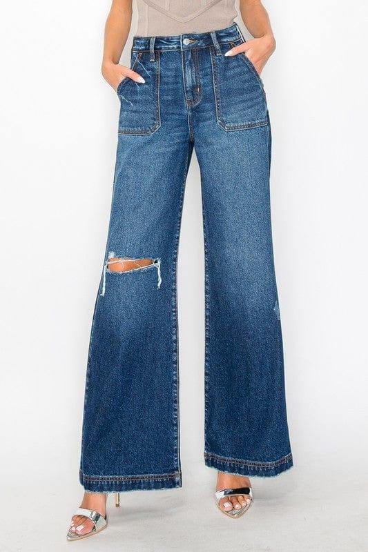 ULTRA HIGH RISE RELAXED FLARE JEANS DARK STONE