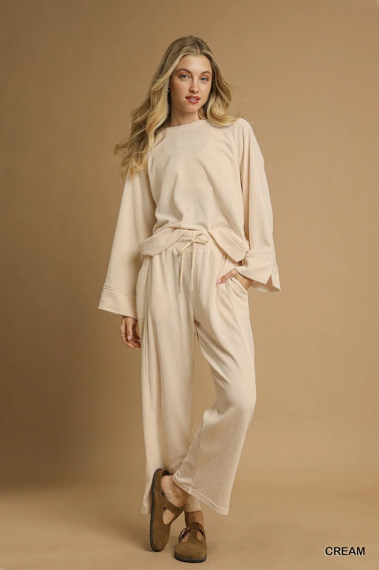 Umgee Drawstring Wide Leg Pants Pants