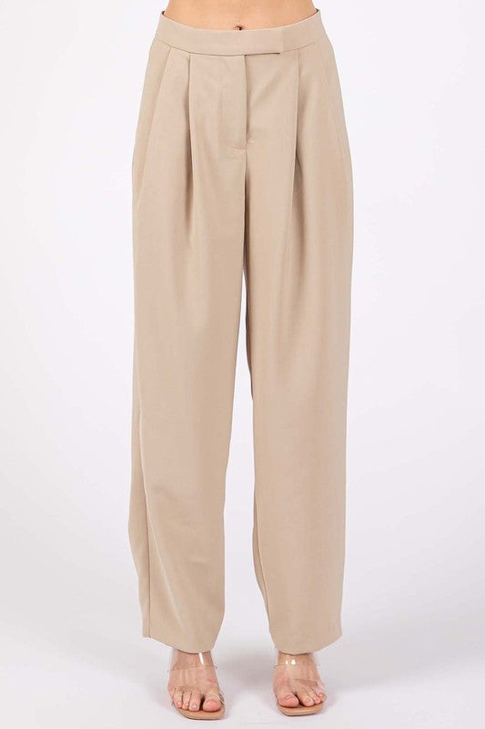 High-Waisted Pleated Slacks