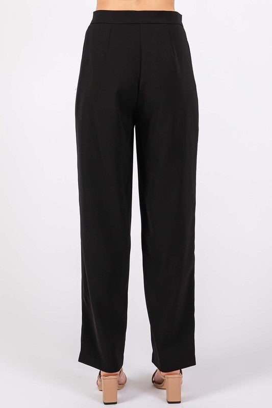 High-Waisted Pleated Slacks