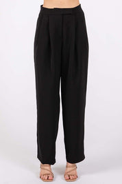 High-Waisted Pleated Slacks