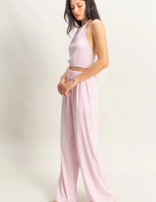 HYFVE Striped Halter Neck Top and Pants Set | Outfit Sets Daverri Fashions