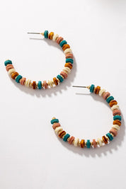 Western Wood Bead Hoop Earrings Earrings