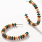 Western Wood Bead Hoop Earrings Multi one size Earrings