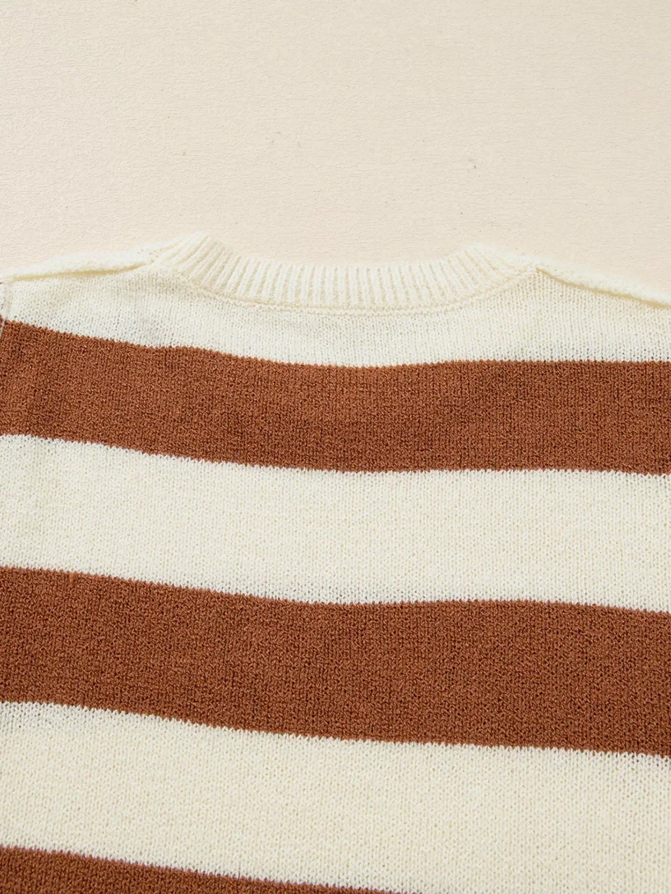 Daverri Fashions Striped Drop Shoulder Sleeve Patchwork Baggy Sweater - DAVERRI FASHIONS