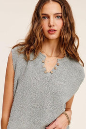 Slouchy Cropped Extended Sleeve Sweater Top Sleeveless Tops