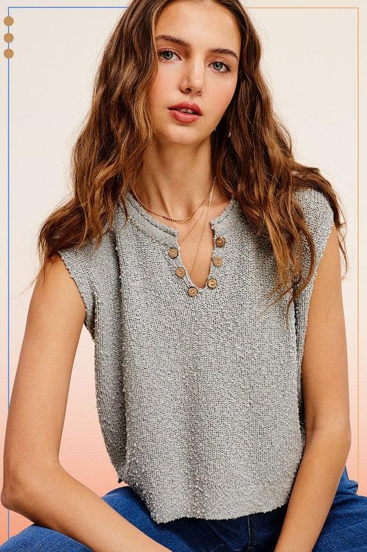 Slouchy Cropped Extended Sleeve Sweater Top CLOUD Sleeveless Tops