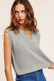 Slouchy Cropped Extended Sleeve Sweater Top Sleeveless Tops