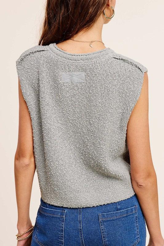 Slouchy Cropped Extended Sleeve Sweater Top Sleeveless Tops