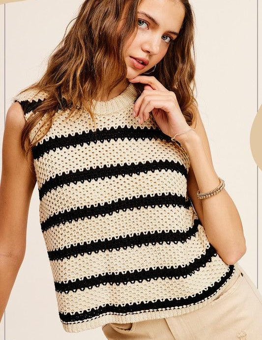 Chunky Striped Pullover Sweater Vest OREO L Sweaters