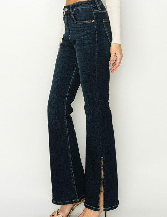 High Rise Flare Jeans DARK STONE WASH Jeans