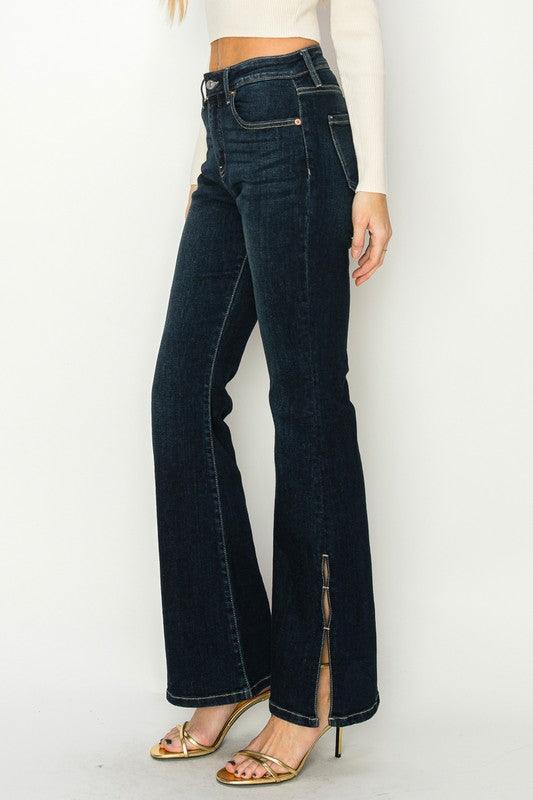 High Rise Flare Jeans DARK STONE WASH Jeans