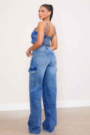 Pearl High-Rise Wide Leg Cargo Jeans Jeans