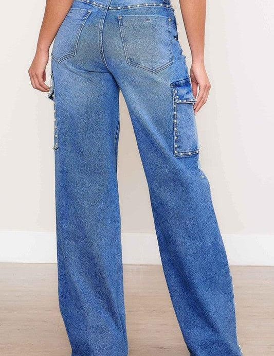 Pearl High-Rise Wide Leg Cargo Jeans Jeans