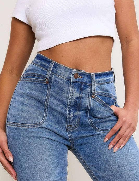 Square Pocket Bootcut Jeans Bottoms