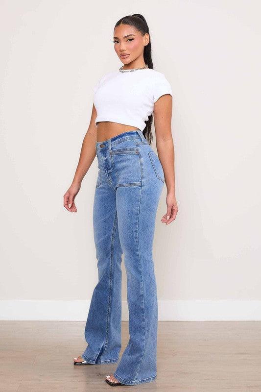 Square Pocket Bootcut Jeans Bottoms