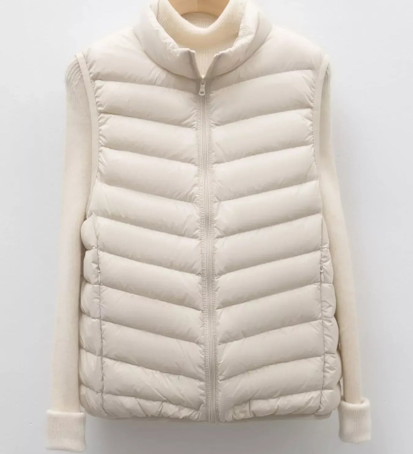 Quilted Zip Up Turtleneck Vest Coat - DAVERRI FASHIONS