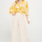 Renee C Yellow Front Twist Floral Top - DAVERRI FASHIONS