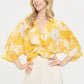 Renee C Yellow Front Twist Floral Top - DAVERRI FASHIONS
