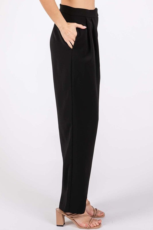 Plus High-Waisted Pleated Slacks