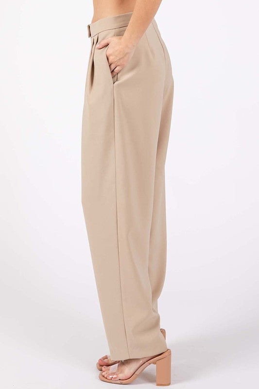 Plus High-Waisted Pleated Slacks