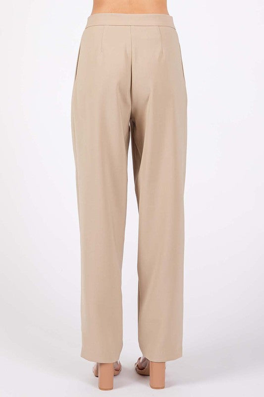 Plus High-Waisted Pleated Slacks