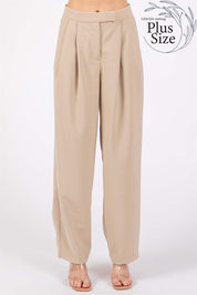 Plus High-Waisted Pleated Slacks