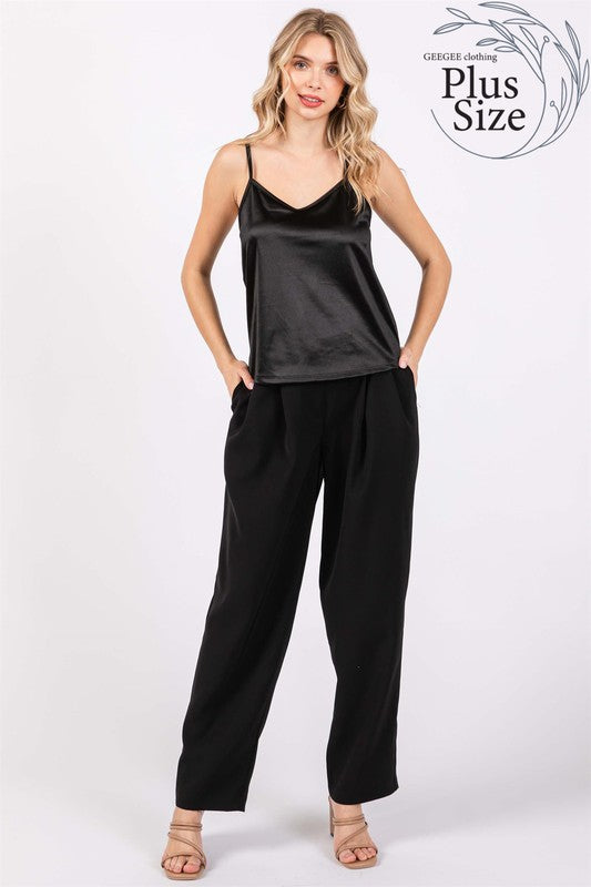 Plus High-Waisted Pleated Slacks