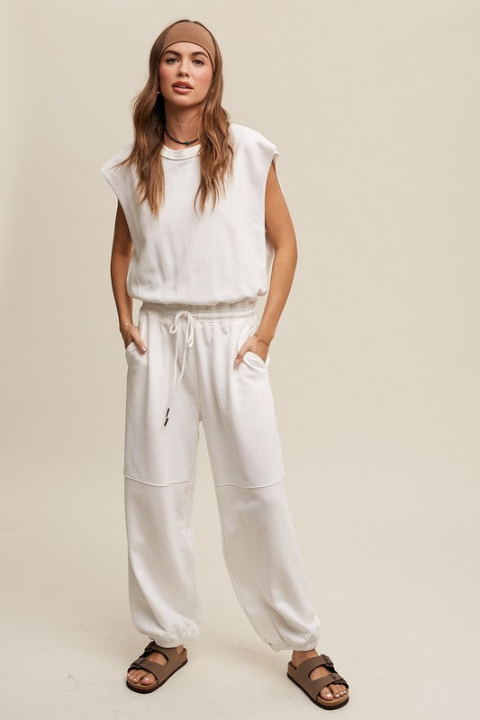 Athleisure French Terry Loose Jogger Jumpsuit Athleisure Sets