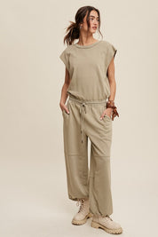 Athleisure French Terry Loose Jogger Jumpsuit Athleisure Sets