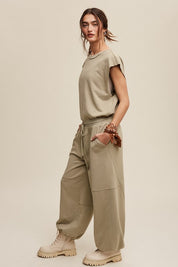 Athleisure French Terry Loose Jogger Jumpsuit Athleisure Sets