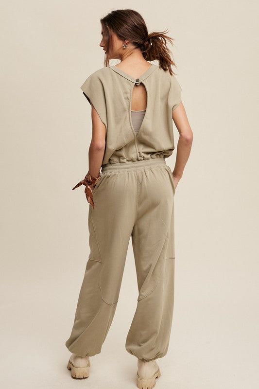 Athleisure French Terry Loose Jogger Jumpsuit Athleisure Sets