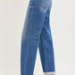 RISEN high-rise relaxed fit ankle straight cuff blue denim jeans