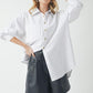 Aemi + Co High-Low Collared Neck Drop Shoulder Shirt - DAVERRI FASHIONS