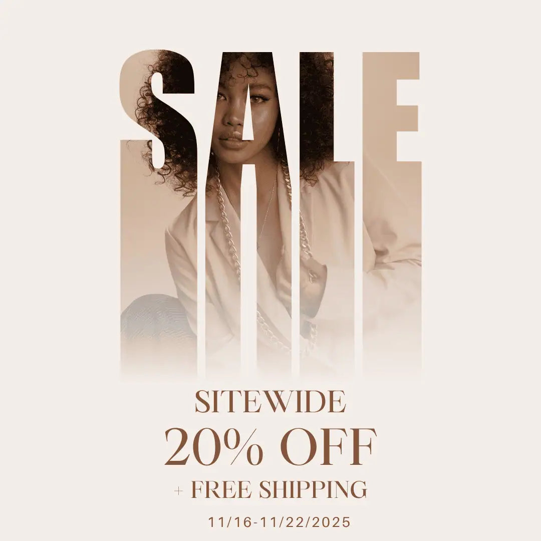 Promotional graphic with a woman's face and 'SALE' text, featuring a 20% off discount and free shipping offer.