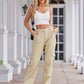 Daverri high-waisted cargo jeans in beige with pockets and relaxed fit