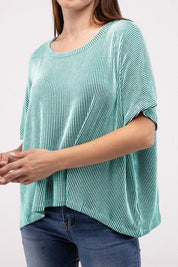 Loose Fit Short Sleeve Striped Top Shirts & Tops