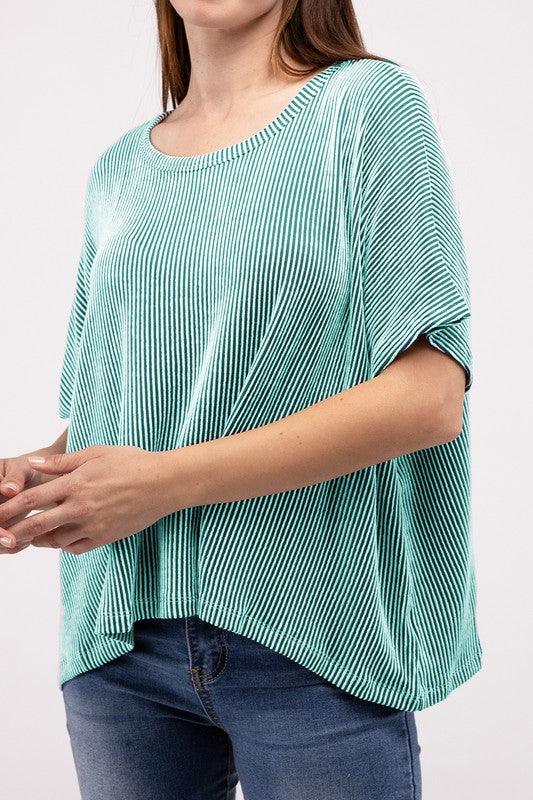 Loose Fit Short Sleeve Striped Top Shirts & Tops