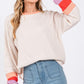 SAGE + FIG Color Block Waffle Knit T-Shirt Sand T-Shirts