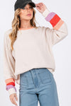 SAGE + FIG Color Block Waffle Knit T-Shirt - DAVERRI FASHIONS