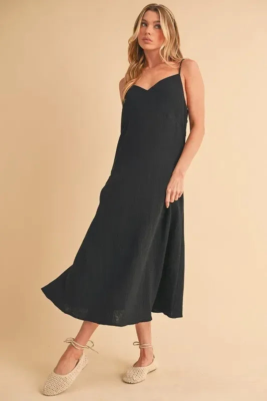 Aemi+Co Side Button Midi Cami Dress - DAVERRI FASHIONS
