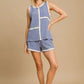 Umgee Round Neck Texture Striped Tank Tank Tops