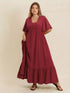 Plus Size Lace Detail Flutter Sleeve Maxi Dress - DAVERRI FASHIONS