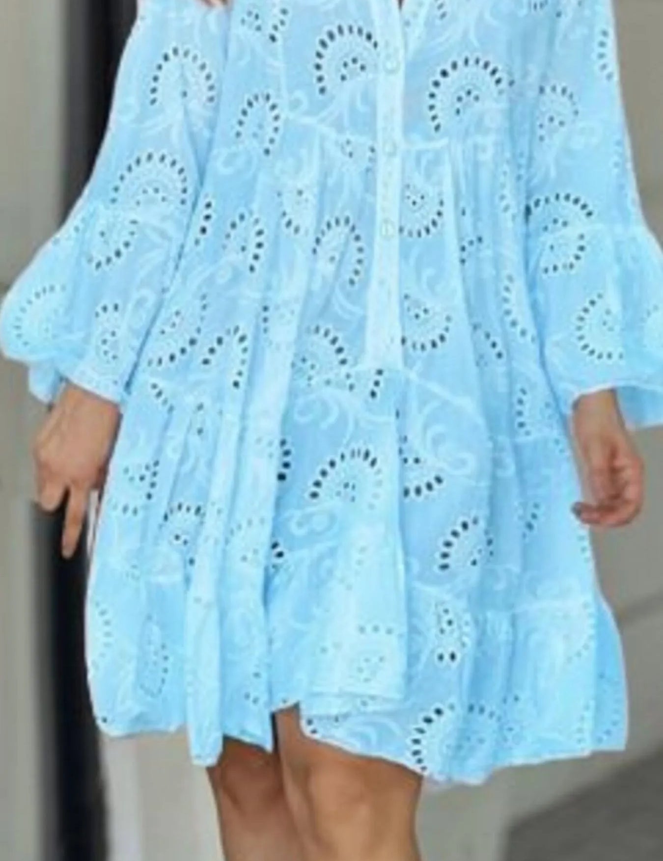 Full Size Eyelet Ruffled Hem Tiered Dress Plus Size | Mini Dresses Daverri Fashions