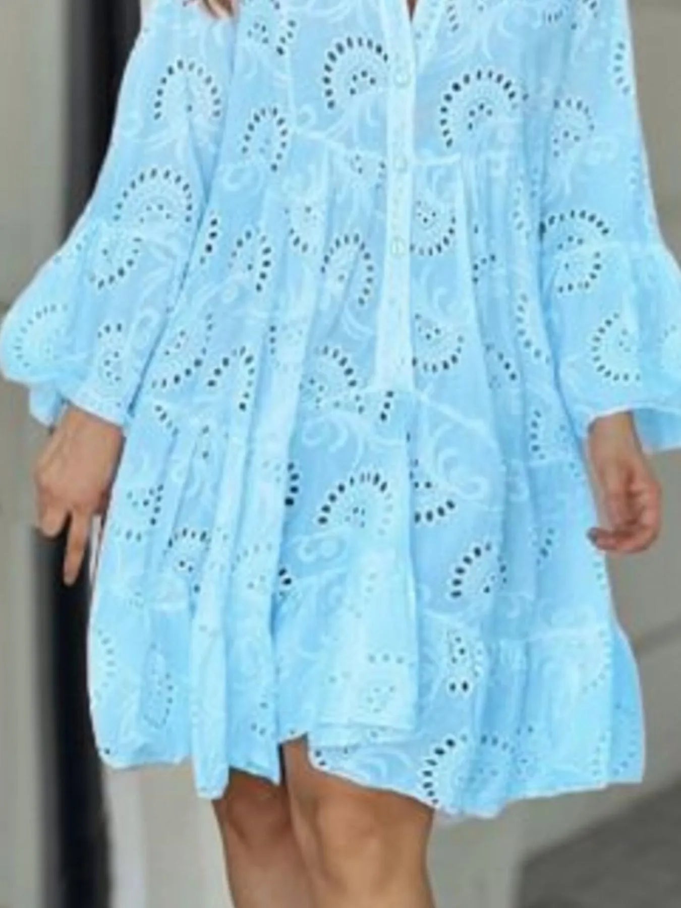 Full Size Eyelet Ruffled Hem Tiered Dress Plus Size | Mini Dresses Daverri Fashions