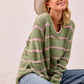 BiBi Striped Long Sleeve Sweater - DAVERRI FASHIONS